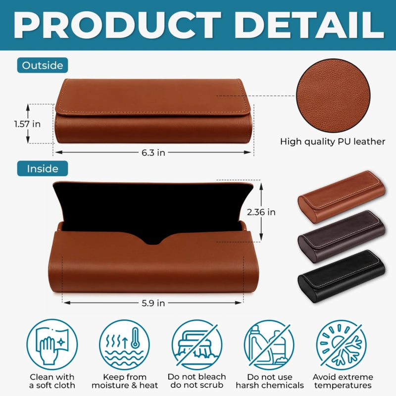 Custom PU Leather Eyeglass Case - Personalized Father's Day Birthday Gifts For Dad, Grandpa - Grandpa My Hero Always