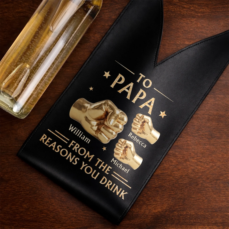 Custom Leather Wine Bag - Personalized Father's Day Birthday Gifts For Dad, Grandpa - My Strength Comes From You