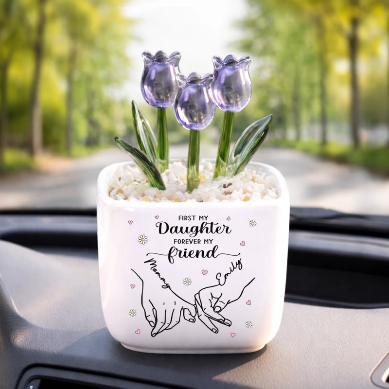 Custom Glass Everlasting Tulips - Personalized Birthday Gifts For Daughter - Forever My Little Girl