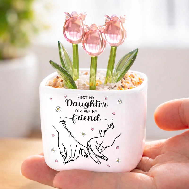 Custom Glass Everlasting Tulips - Personalized Birthday Gifts For Daughter - Forever My Little Girl