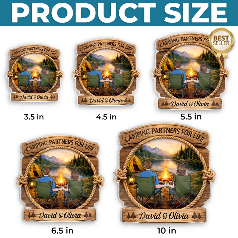 Custom Door Magnet - Personalized Anniversary Wedding Camping Gifts For Campers, Husband And Wife, Him And Her - Camping Partners For Life