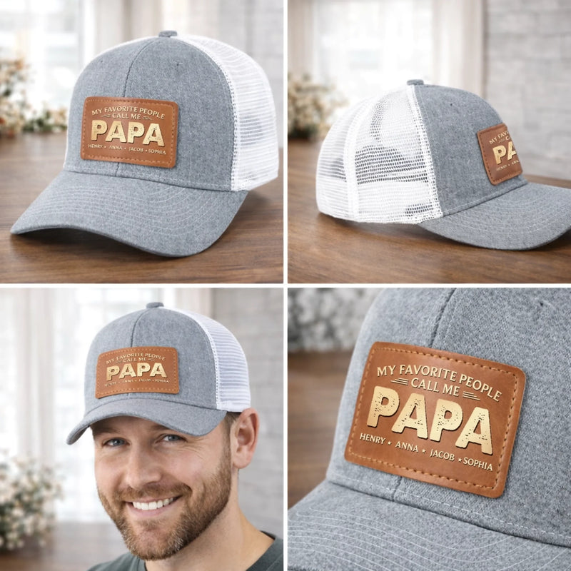 Custom Leather Patch Hat - Personalized Father's Day Birthday Gifts For Dad, Grandpa - Legendary Grandpa Vibes