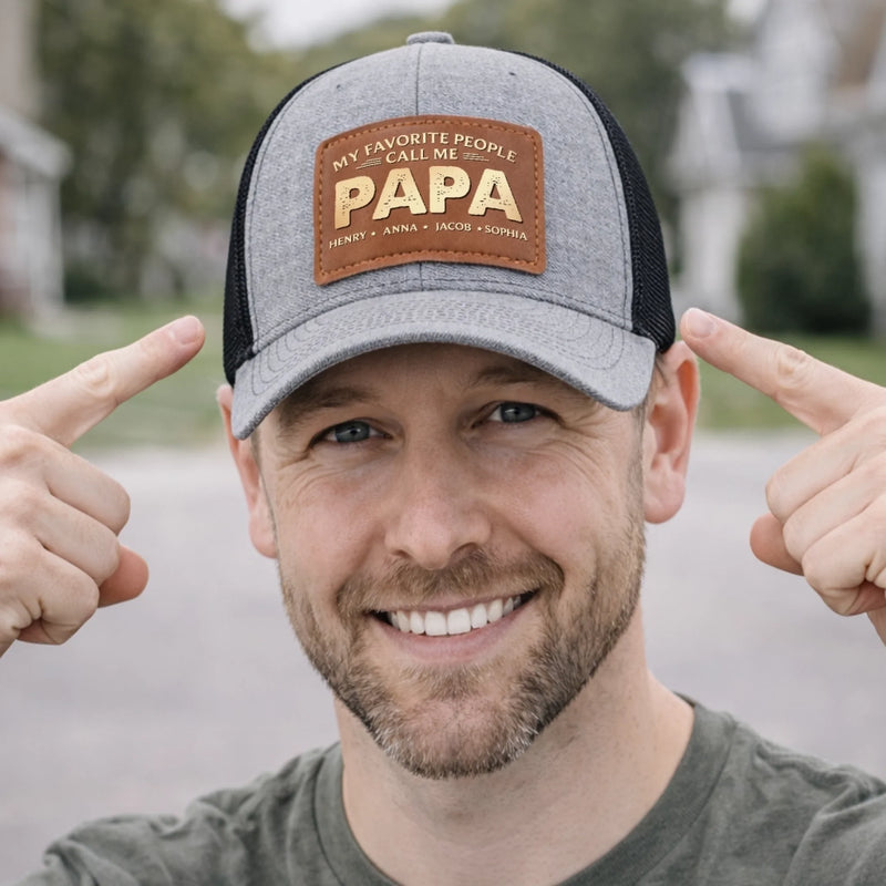 Custom Leather Patch Hat - Personalized Father's Day Birthday Gifts For Dad, Grandpa - Legendary Grandpa Vibes
