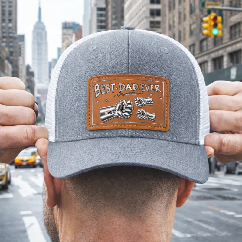 Custom Leather Patch Hat - Personalized Father's Day Birthday Gifts For Dad, Grandpa - Dad Mode Always On