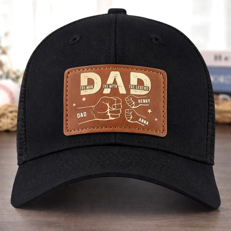 Custom Leather Patch Hat - Personalized Father's Day Birthday Gifts For Dad, Grandpa - You Mean The World