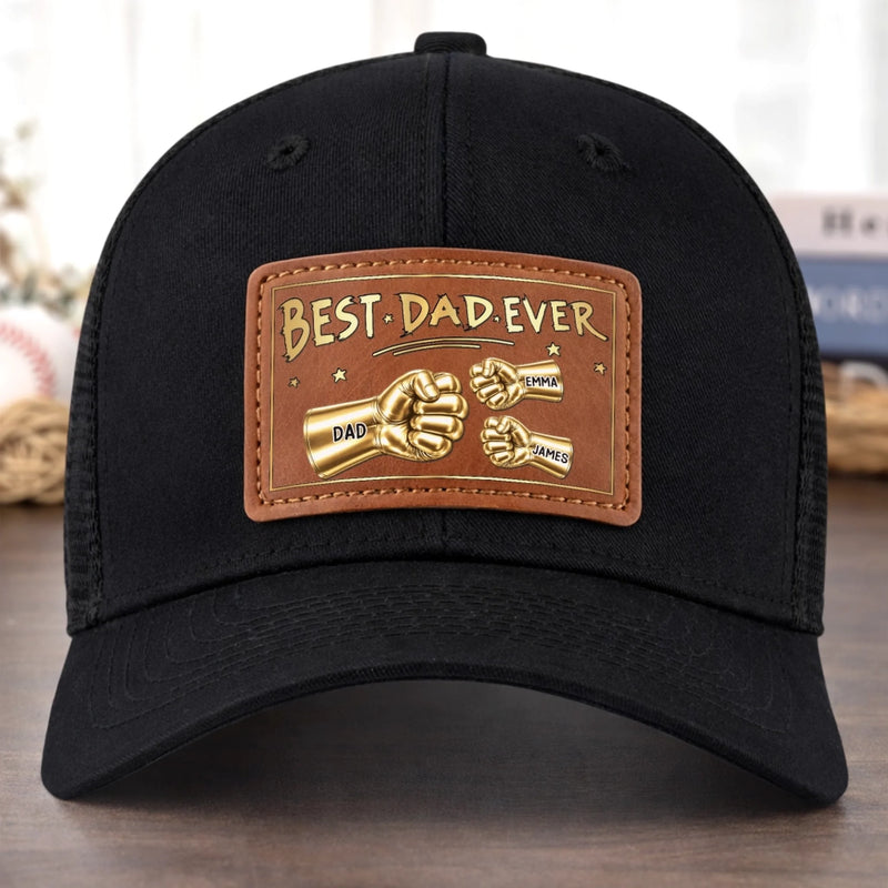 Custom Leather Patch Hat - Personalized Father's Day Birthday Gifts For Dad, Grandpa - Daddy Life Best Life