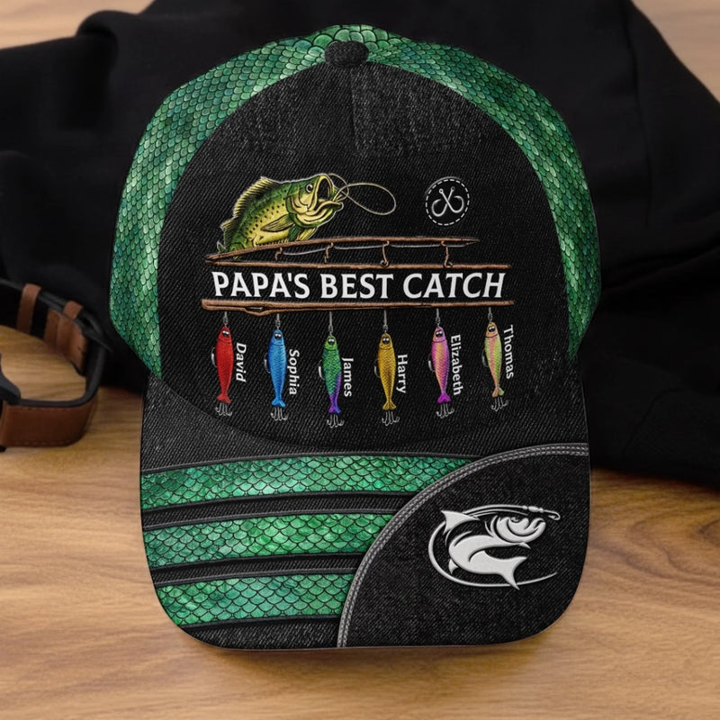Custom Hat, All Over Print Classic Cap - Personalized Father's Day Fishing Gifts For Fisherman, Dad, Grandpa - My Best Catch Ever