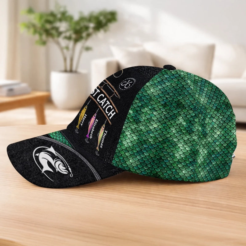 Custom Hat, All Over Print Classic Cap - Personalized Father's Day Fishing Gifts For Fisherman, Dad, Grandpa - My Best Catch Ever