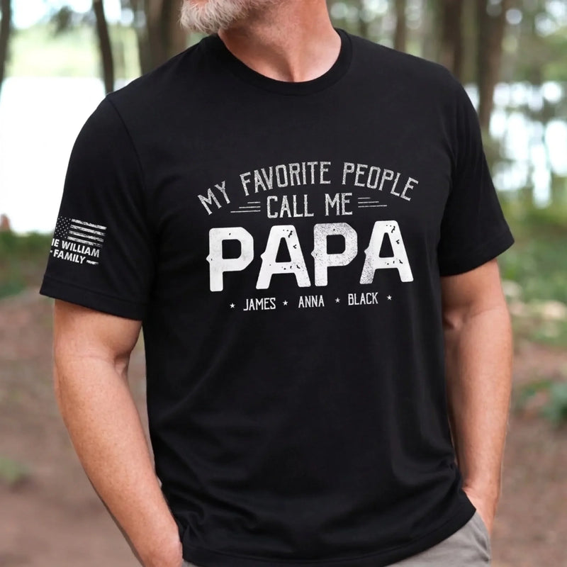 Custom Unisex T-Shirt With Design On Sleeve - Personalized Father's Day Birthday Gifts For Dad, Grandpa - Dad Life Best Life