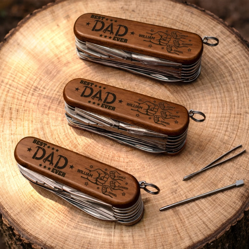 Custom 15-in-1 Pocket Multi Tool - Personalized Father's Day Birthday Gifts For Dad, Grandpa - Proud Dad Club