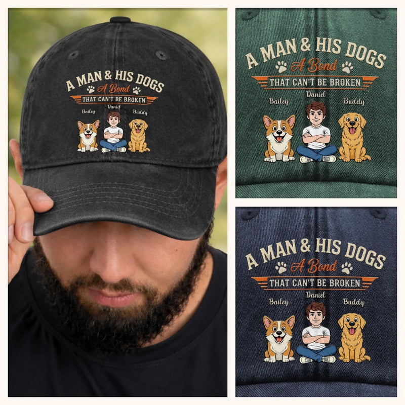 Custom Vintage Washed Denim Baseball Cap - Personalized Mother's Day, Father's Day Gifts For Dog Lovers, Dog Dad And Mom - A Little Fur Everywhere