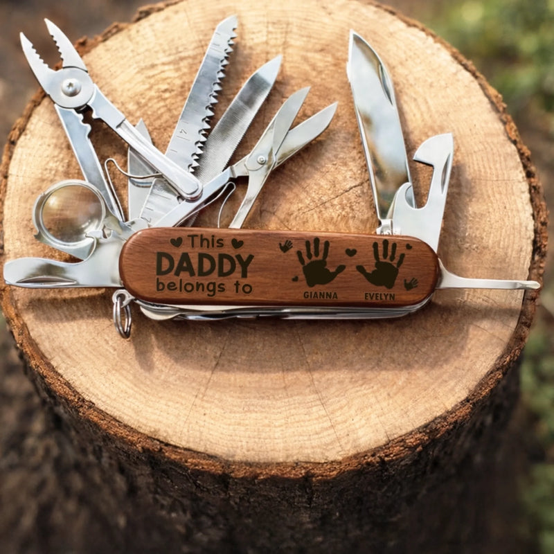 Custom 15-in-1 Pocket Multi Tool - Personalized Father's Day Birthday Gifts For Dad, Grandpa - Grandpa The Real MVP