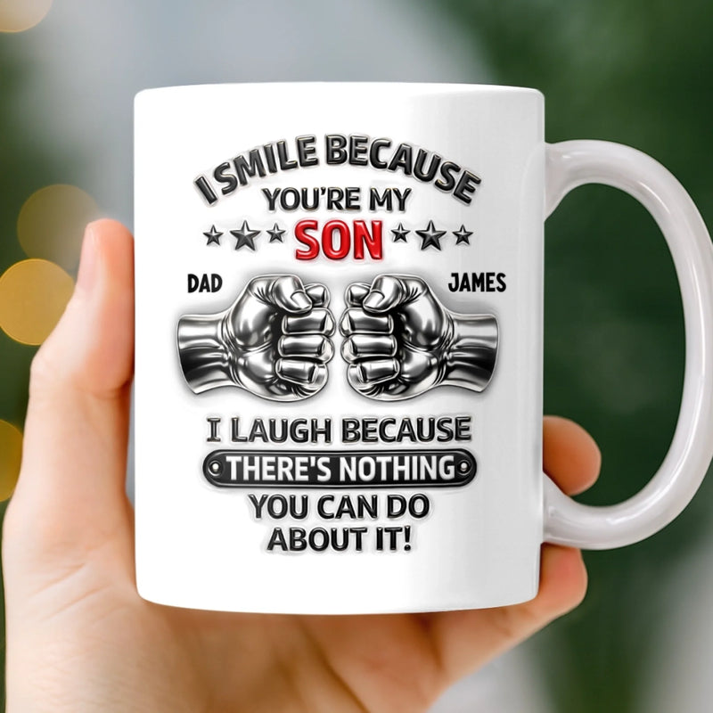 Custom 3D Inflated Effect Printed Mug - Personalized Birthday Gifts For Son - Dad And Son, Forever Team