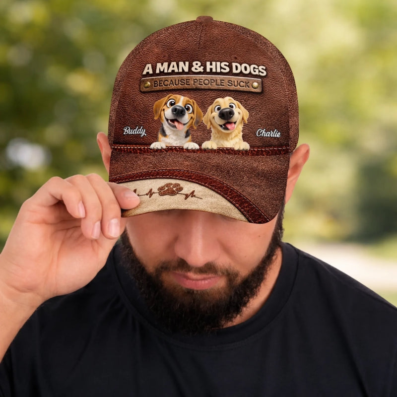 Custom Hat, All Over Print Classic Cap - Personalized Birthday Gifts For Dog Lovers, Dog Dad And Mom - Aging With My Dogs