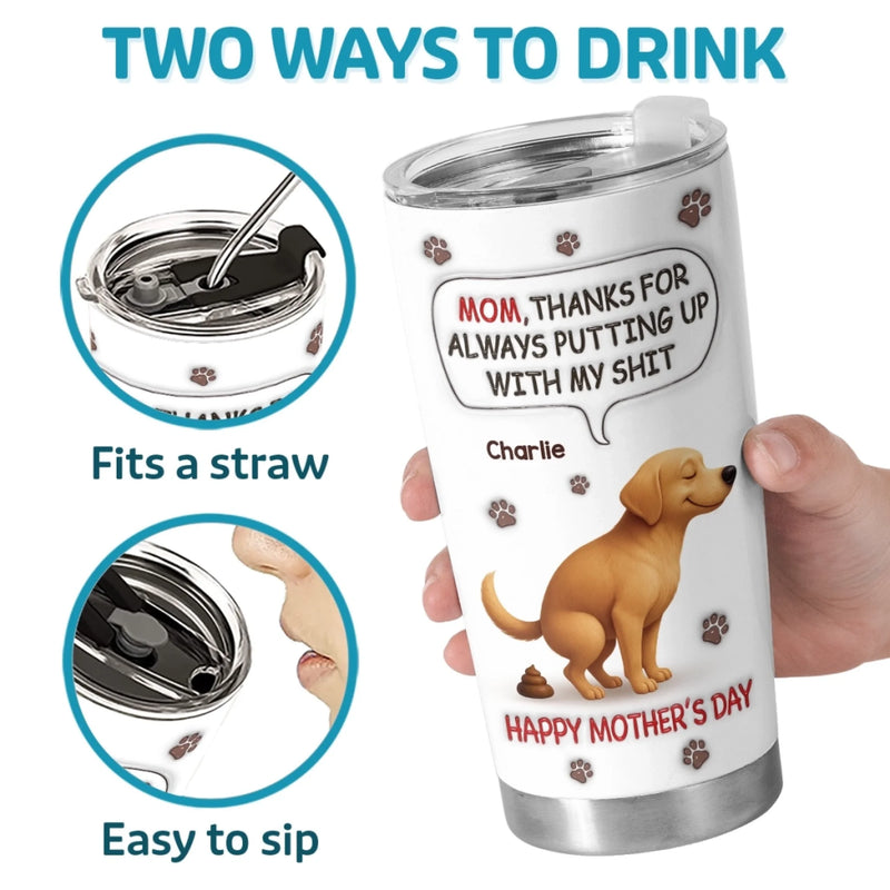 Custom 3D Inflated Effect Printed Tumbler - Personalized Mother's Day Gifts For Dog Cat Lovers, Dog Dad And Mom, Cat Owners - Her Favorite Little Troublemaker