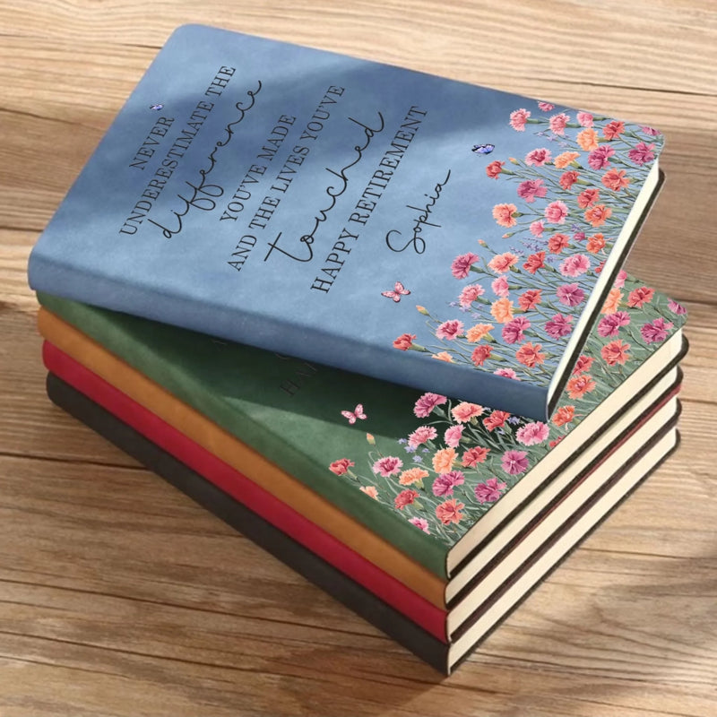 Custom Leather Writing Journal - Personalized Retirement Gifts For Women, Men - Slow Down And Enjoy Life