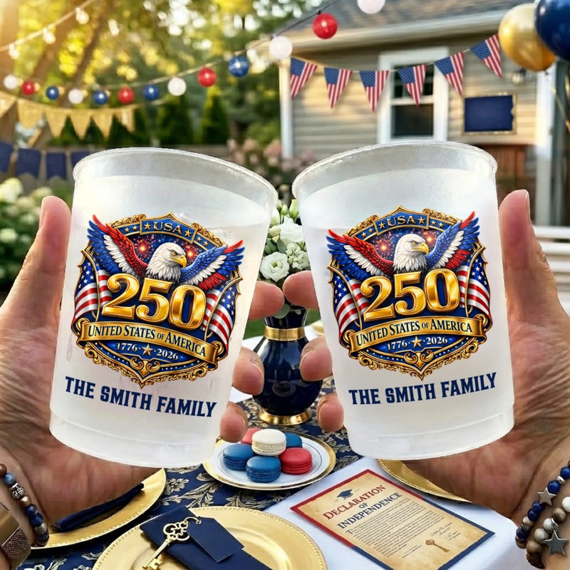 Custom Party Cups - Personalized America 250th Anniversary Gifts For Mom, Dad, Brother, Sister, Kids - United We Stand