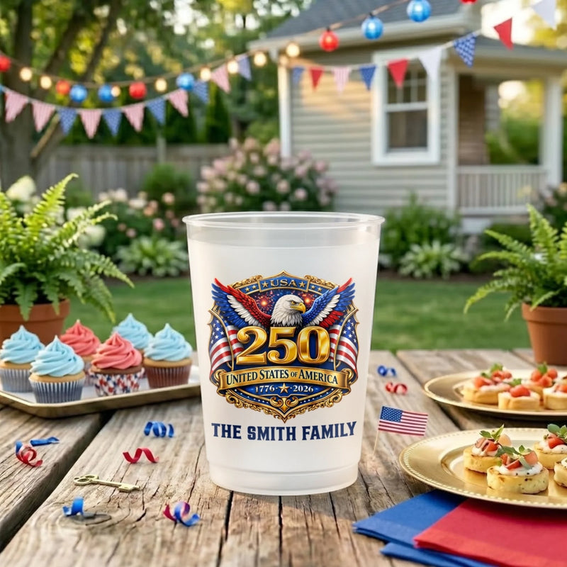Custom Party Cups - Personalized America 250th Anniversary Gifts For Mom, Dad, Brother, Sister, Kids - United We Stand