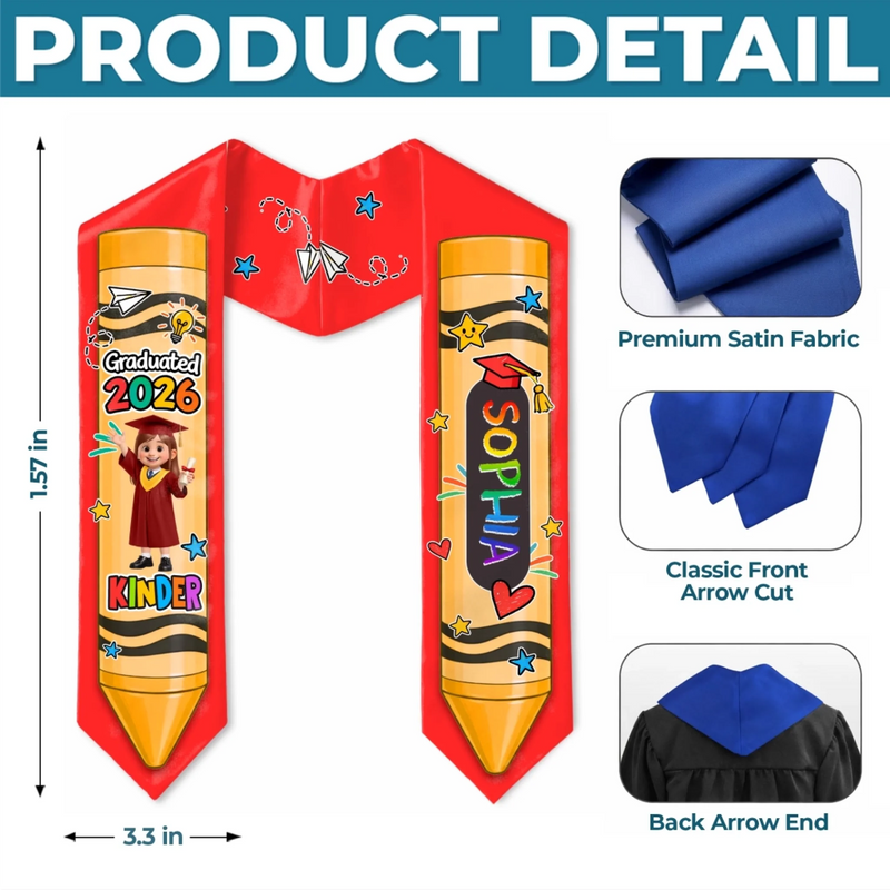 Custom Kids Graduation Stole - Personalized Graduation Gifts For Kids - Proud Little Graduate Today