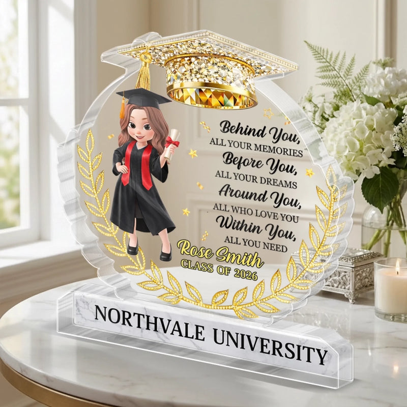 Custom Acrylic Plaque - Personalized Graduation Gifts For Him, Her - The Journey Begins Here