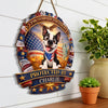 Custom Wood Sign - Personalized America 250th Anniversary Gifts For Dog Lovers, Dog Dad And Mom - Home Of Freedom And Happy Dogs