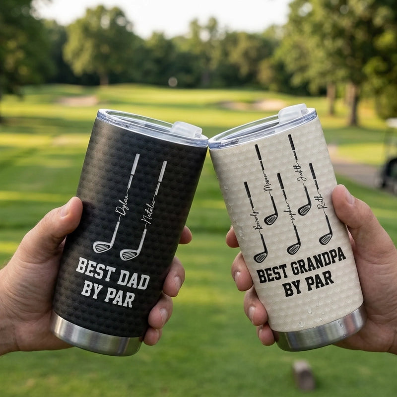 Custom Tumbler - Personalized Father's Day Golf Gifts For Dad, Grandpa - Best Dad By Par