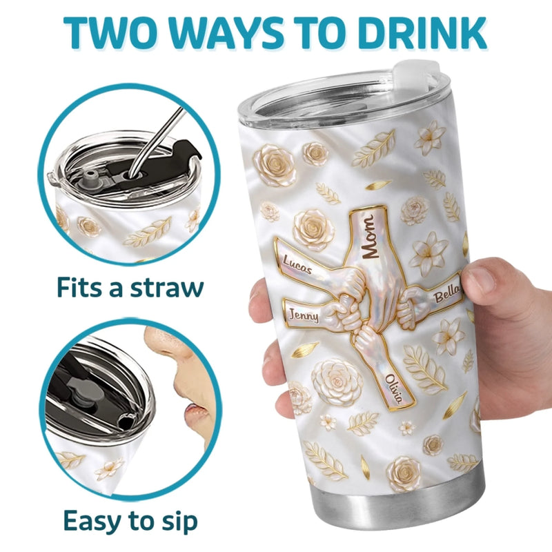 Custom 3D Inflated Effect Printed Tumbler - Personalized Mother's Day Gifts For Mom, Grandma - Held By Love