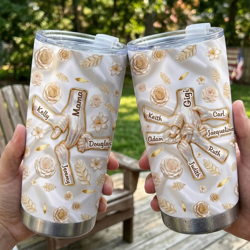 Custom 3D Inflated Effect Printed Tumbler - Personalized Mother's Day Gifts For Mom, Grandma - Held By Love
