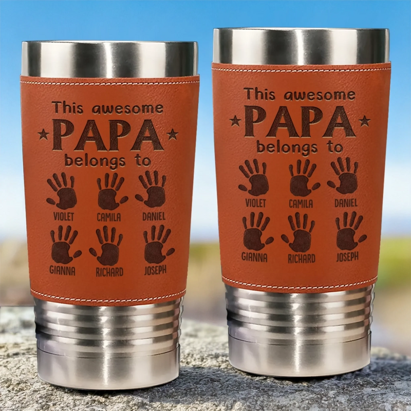 Custom Printed Leather Tumbler - Personalized Father's Day Birthday Gifts For Dad, Grandpa - World’s Greatest Dad
