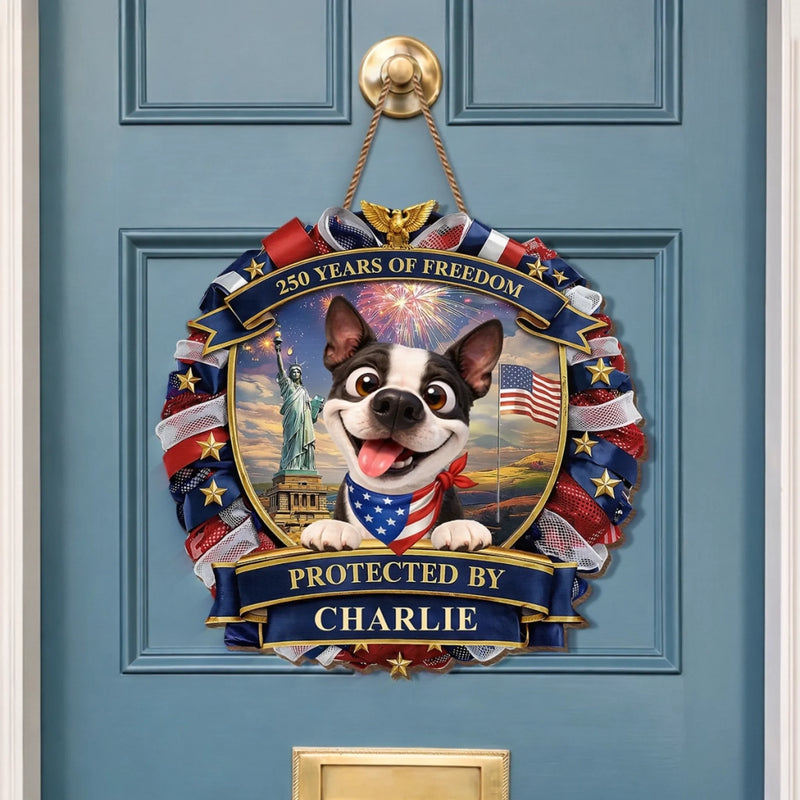 Custom Wood Sign - Personalized America 250th Anniversary Gifts For Dog Lovers, Dog Dad And Mom - Spoiled Dogs Live Here Always