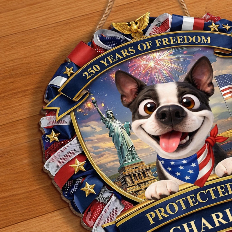 Custom Wood Sign - Personalized America 250th Anniversary Gifts For Dog Lovers, Dog Dad And Mom - Spoiled Dogs Live Here Always