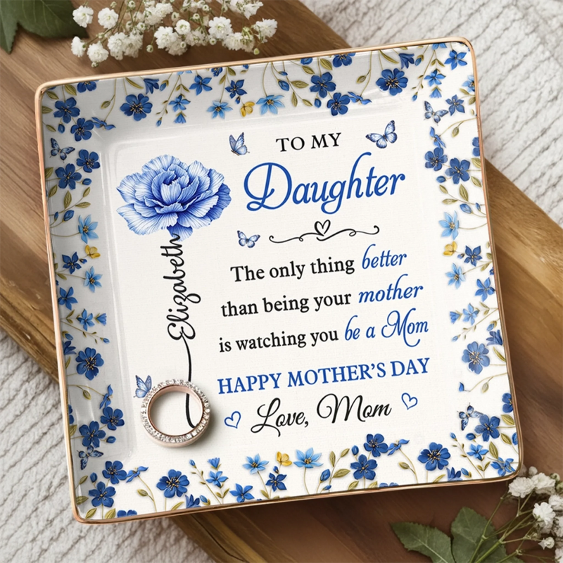 Custom Full-Print Jewelry Dish - Personalized Mother's Day Gifts For Daughter - A Daughter Is A Lifetime Of Love