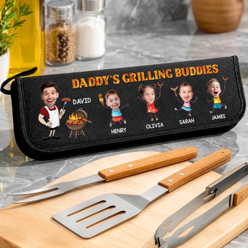 Custom Photo BBQ Tool Set With Storage Bag - Personalized Father's Day Birthday Gifts For Dad, Grandpa - Dad’s Time To Relax