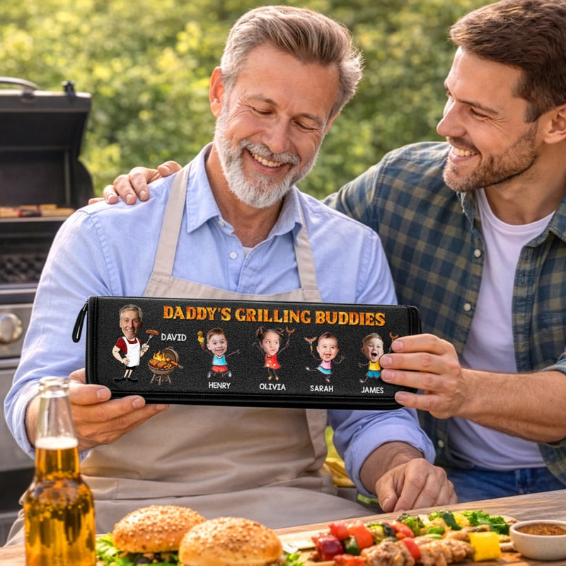 Custom Photo BBQ Tool Set With Storage Bag - Personalized Father's Day Birthday Gifts For Dad, Grandpa - Dad’s Time To Relax