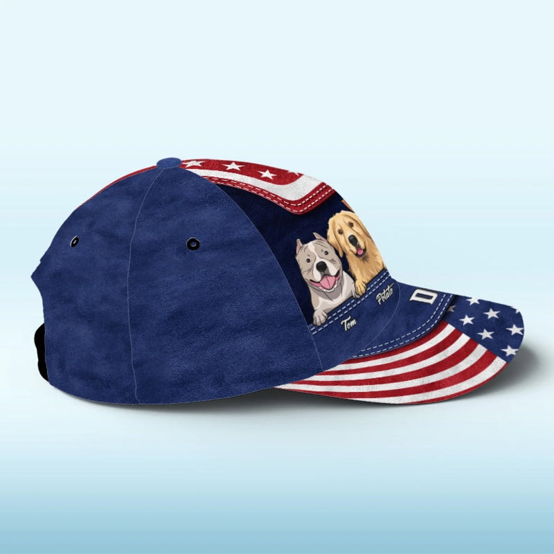 Custom Name Patriotic Dog Dad Gifts for Men - Personalized Classic Cap