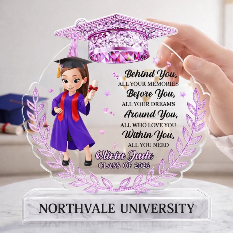 Custom Acrylic Plaque - Personalized Graduation Gifts For Him, Her - The Journey Begins Here