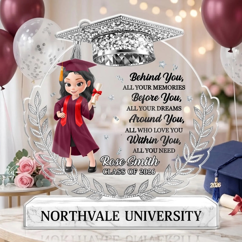 Custom Acrylic Plaque - Personalized Graduation Gifts For Him, Her - The Journey Begins Here