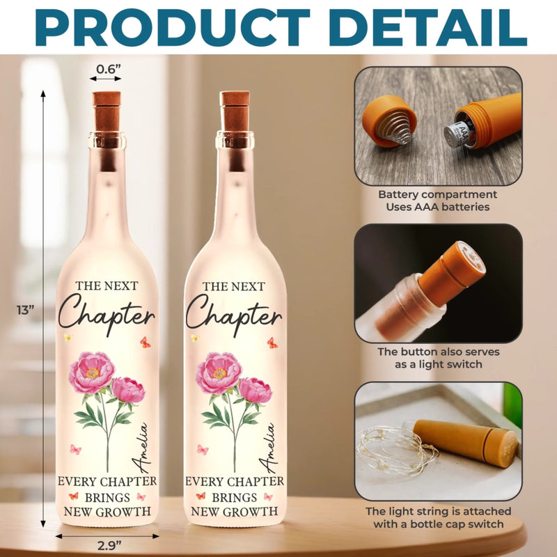 Custom Bottle Lamp - Personalized Graduation Gifts For Her, Him - Keep Blooming, One Chapter At A Time