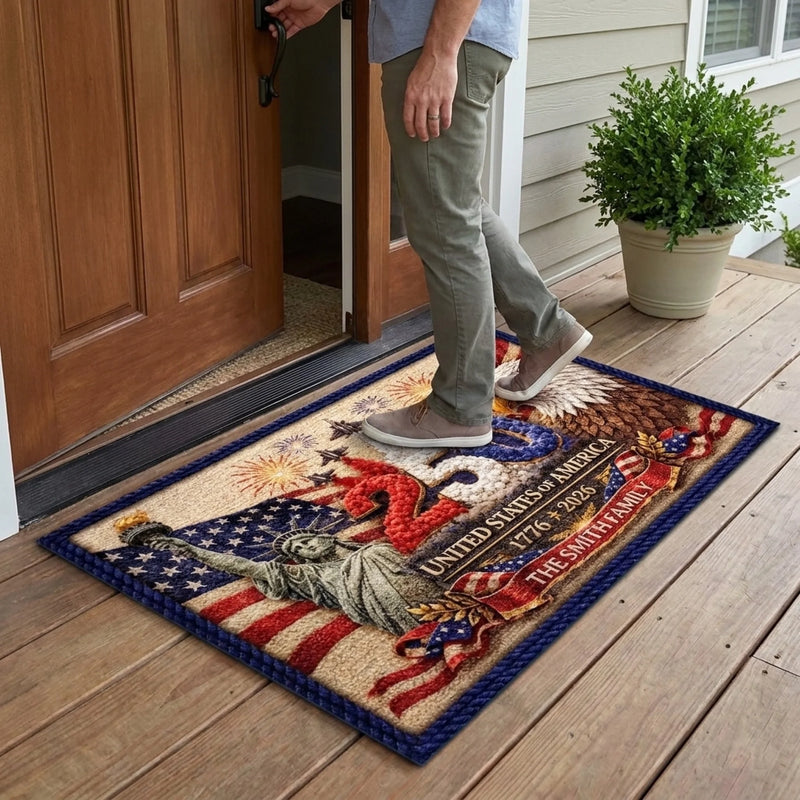 Custom Home Decor Decorative Mat - Personalized America 250th Anniversary Gifts For Mom, Dad, Brother, Sister, Kids - United We Stand Since 1776
