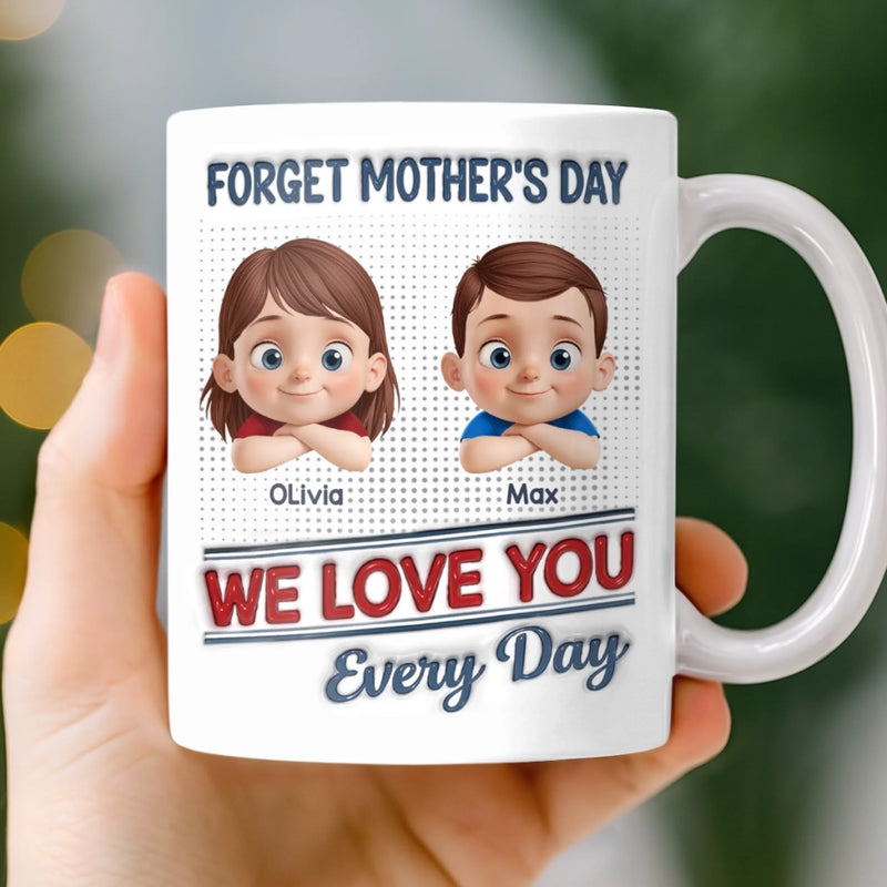 Custom 3D Inflated Effect Printed Mug - Personalized Mother's Day Gifts For Mom, Grandma - Hugs, Love, Repeat
