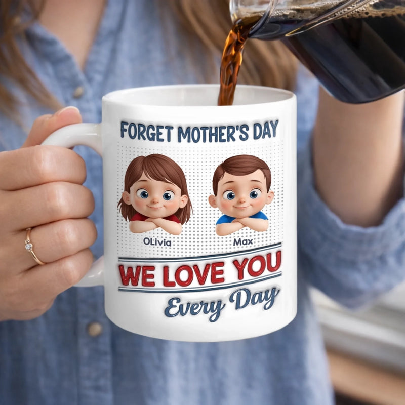 Custom 3D Inflated Effect Printed Mug - Personalized Mother's Day Gifts For Mom, Grandma - Hugs, Love, Repeat