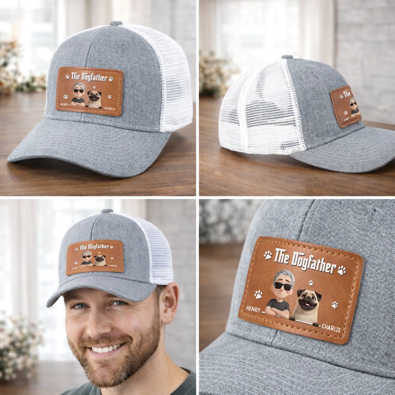 Custom Leather Patch Hat - Personalized Father's Day Birthday Gifts For Dog Lovers, Dog Dad And Mom - Dog Dad Mode On