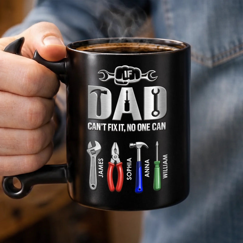Custom Coffee Mug With Wrench Handle - Personalized Father's Day Birthday Gifts For Dad, Grandpa - Fixer Of All Things