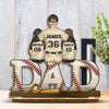 Our Favorite Position, Right Beside Dad - Family Personalized Custom Shaped 2-Layered Wooden Plaque With Flat Stand - Father's Day, House Warming Gift For Dad, Sport Lovers, Sport Players