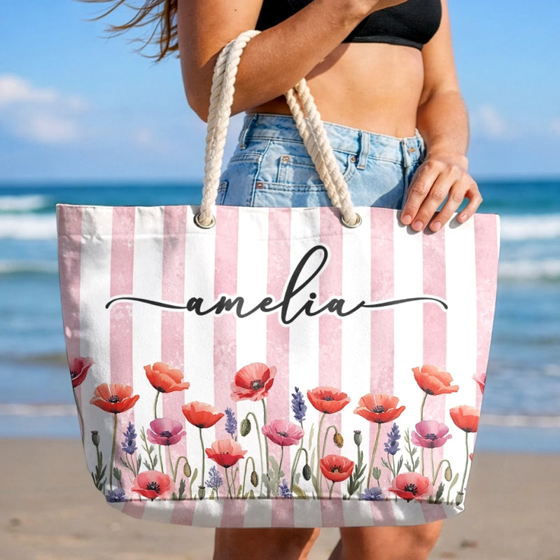 Custom Beach Bag - Personalized Summer Vacation And Travel Gifts For Best Friends, Family - Good Vibes Happen On The Tide