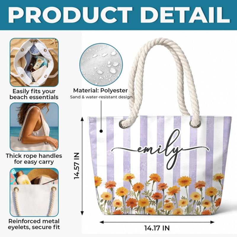 Custom Beach Bag - Personalized Summer Vacation And Travel Gifts For Best Friends, Family - Good Vibes Happen On The Tide
