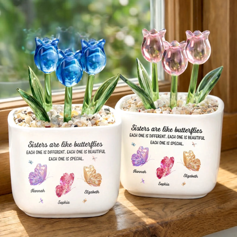 Custom Glass Everlasting Tulips - Personalized Best Friend Birthday Gifts For Women, Besties, Sisters, BFF -  Each One Special, All Deeply Loved