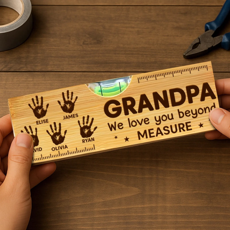 Custom Wooden Bottle Opener With Built-in Spirit Level - Personalized Father's Day Birthday Gifts For Dad, Grandpa - Dad Makes Everything Better