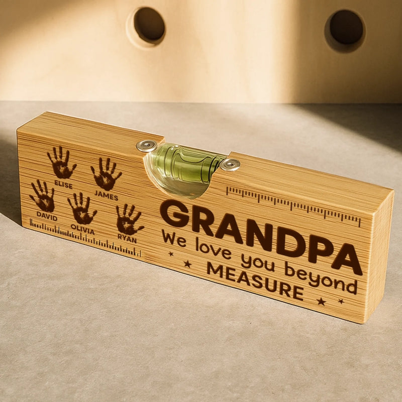 Custom Wooden Bottle Opener With Built-in Spirit Level - Personalized Father's Day Birthday Gifts For Dad, Grandpa - Dad Makes Everything Better