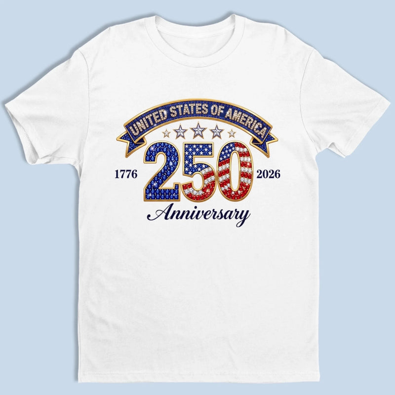 Unisex T-shirt, Premium T-shirt, Hoodie - America 250th Anniversary Gifts For Men And Women - American Flag Glitter Star